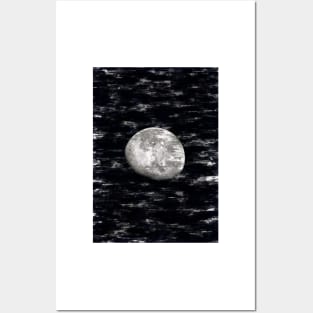 Partial Moon By Night Black & White. For Moon Lovers. Posters and Art